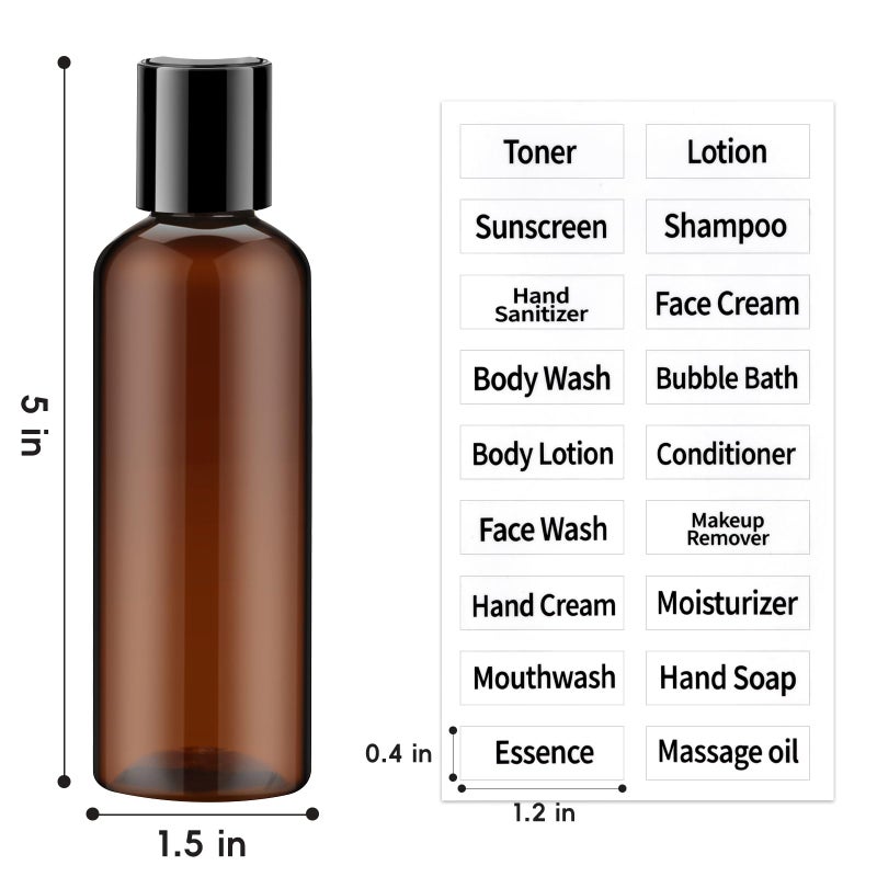 TUZAZO 10 Pack 3.4 oz Amber Plastic Travel Bottles for Toiletries TSA Approved Leakproof Travel Size Containers Empty Small Plastic Shampoo Lotion Bottles with Labels - Image 2